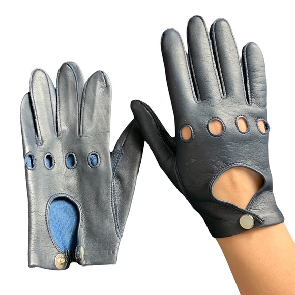 Vintage Accessories - VIntage navy blue Driving Gloves